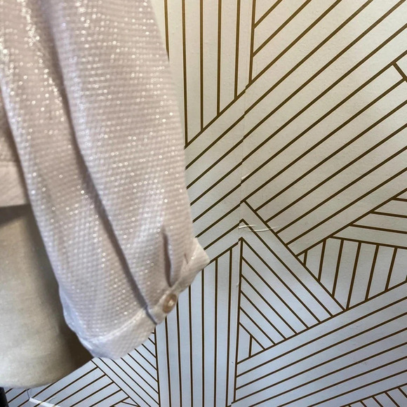 Reiss Maja V-Neck Metallic Top‎ in Neutral - Picture 9 of 12